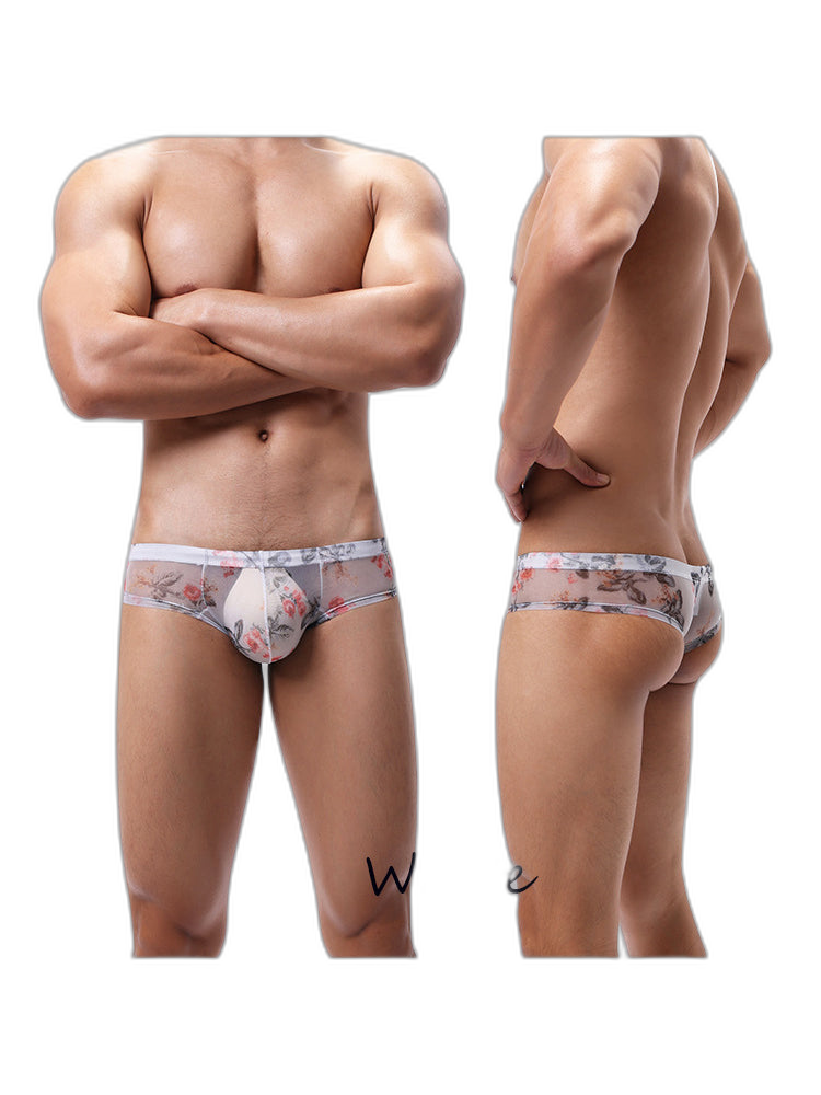 4-pack Men's Lace Print Sheer Mesh Bohemian Boxer Briefs