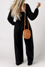 Smocked Square Neck Wide Leg Jumpsuit Women UK