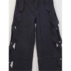 SpringSummer Side-Stranded Braid Ripped Casual Straight-Leg Wide-Leg Denim Jeans