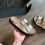 Casual Women's Summer Wear Birkenstock Shoes Belt Buckle Half Slippers