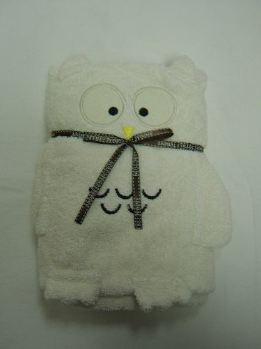Cuddles Baby/Babies Bathtime Towel ~ Owl Design ~ WHITE/CREAM