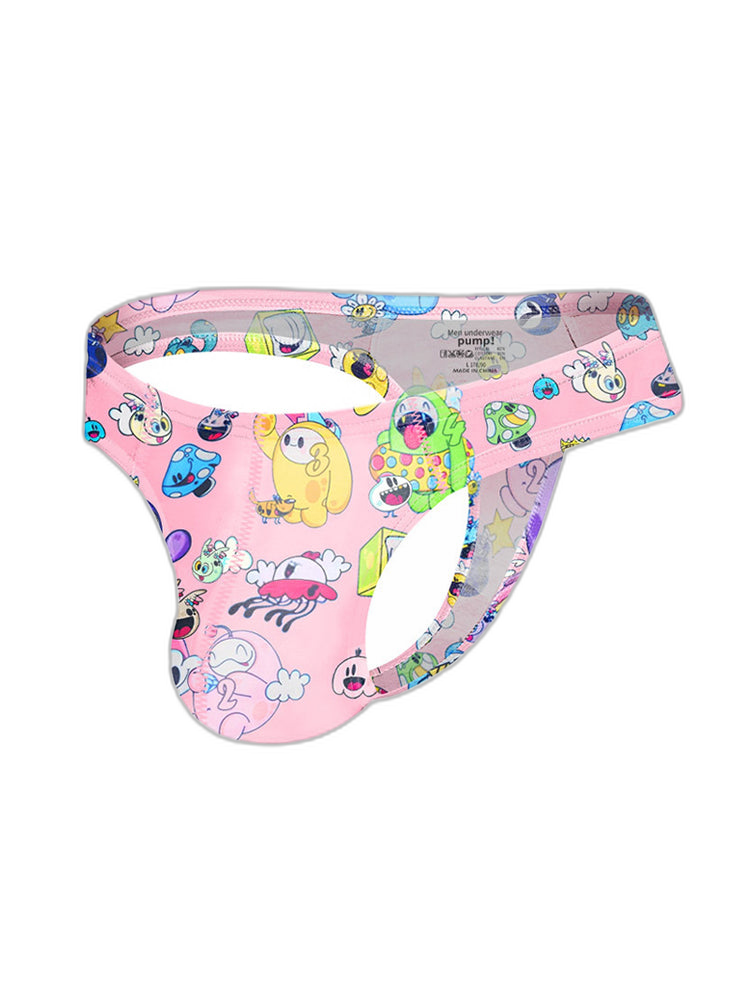 2 Pack Men's Low-Rise Sexy Print Thong