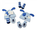 baby hat mit sock 3 piece set sky