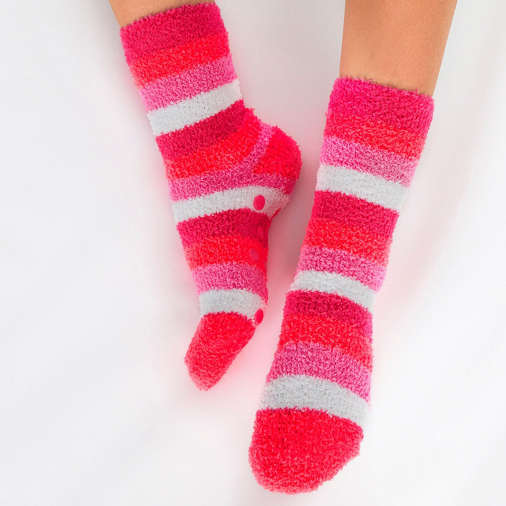 4 Pack Ladies Cosy Soft Fulffy Slipper Bed Socks with Grips