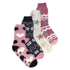 Ladies 4 Pack Fluffy Cosy Slipper Socks
