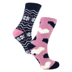 Ladies 4 Pack Fluffy Cosy Slipper Socks