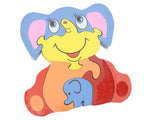 Traditional Wooden Painted Shape Fit Wild Jungle Animal Puzzle - Mother & Baby - Set Of 4