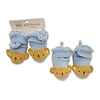 Pair of Slippers Teddy Bear Baby Birth with Velvet Blue 6 - 12 Months