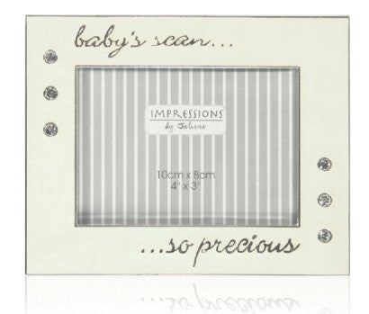 Photo Frame - A Beautiful Quality Ivory Enamel 'Baby Scan' Photo Frame, Holds a 4x3 Photo