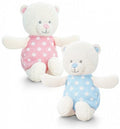 PINK & WHITE SPOTTY Baby's bear rattle