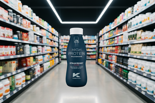 12 x Kinetica High Protein Milkshake Strawberry Flavour 330Ml
