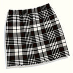 Plaid Print Split Skirt, Elegant Elastic Waist Slim Skirt For Summer, Women's Clothing
