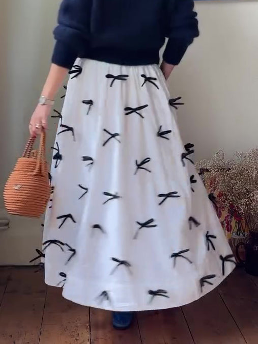 Elegant Bow Midi Skirt - High Waist Bodycon Skirt for Women