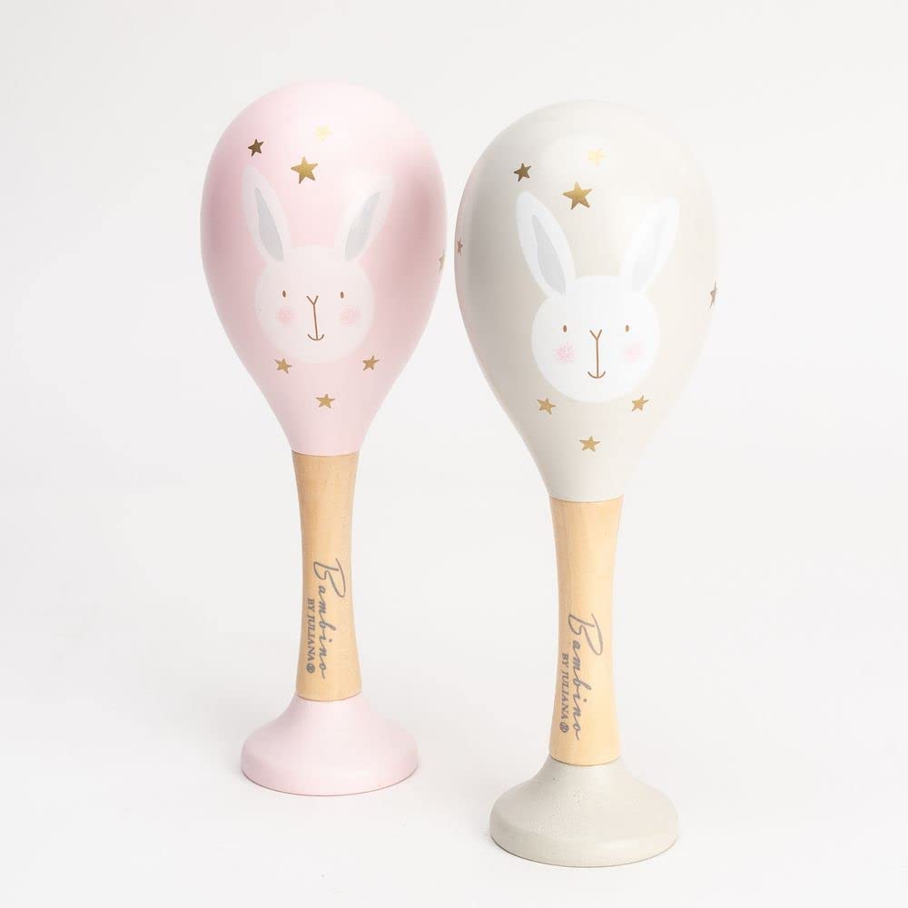 Bambino Wooden Maracas for Baby/Toddler Pink