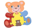 Traditional Wooden Painted Shape Fit Wild Jungle Animal Puzzle - Mother & Baby - Set Of 4
