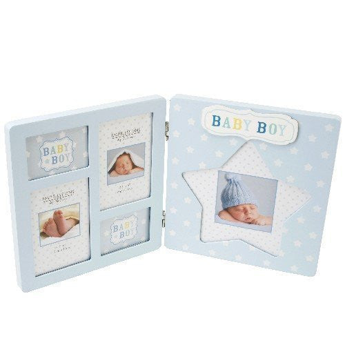 Heart & Star MDF Hinged Collage Frame (5 Photo) - Baby Boy