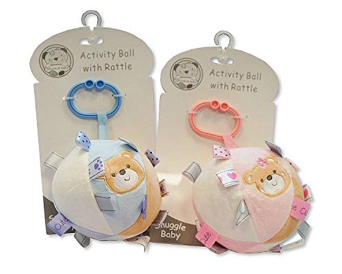 Baby soft activity Toy Ball with Rattle. A Gift for baby shower. Blue or Pink