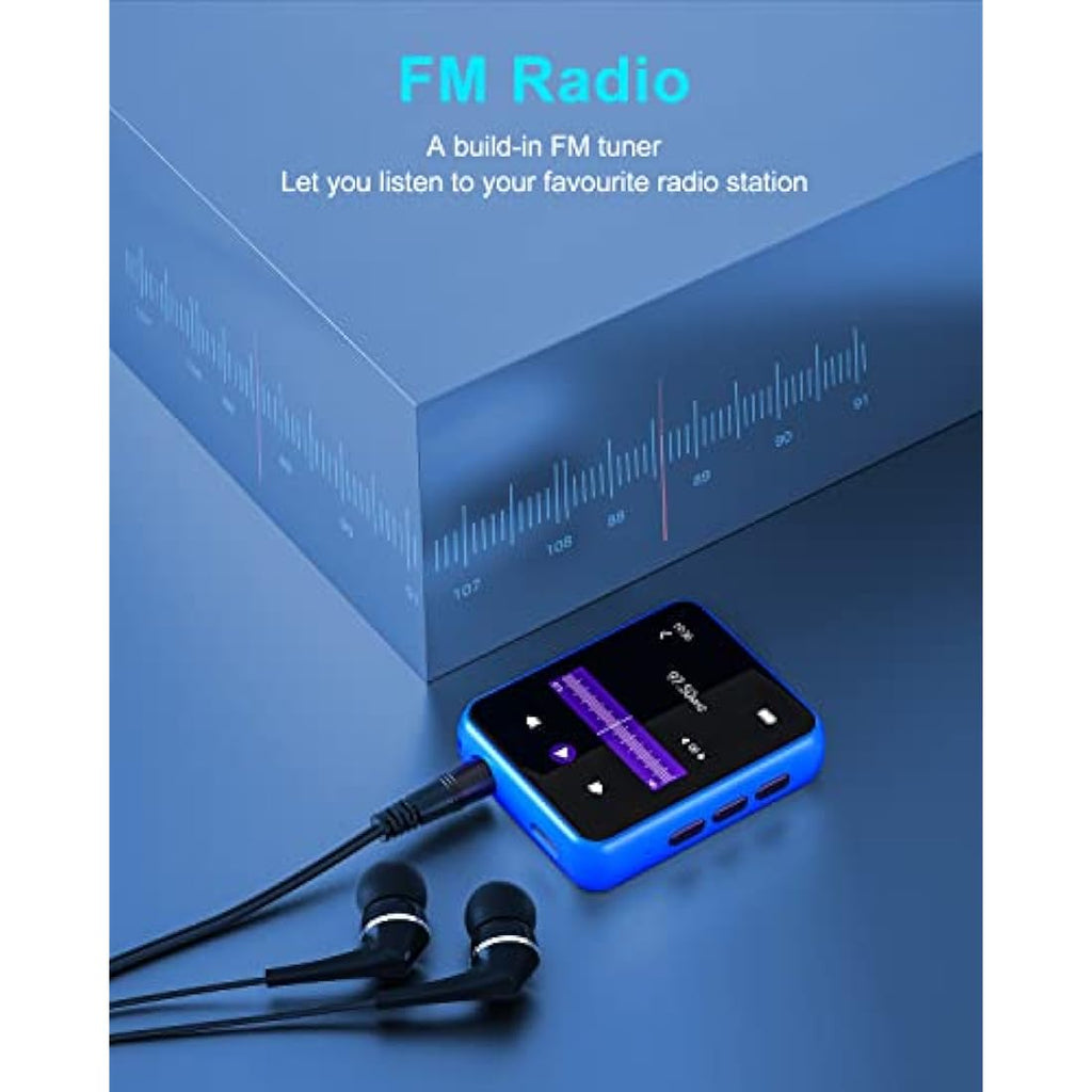 32GB MP3 Player with Bluetooth 5.0, Portable HiFi Lossless Sound MP3 Music Player and FM Radio, Voice Recorder, E-Book, Pedometer, 2.4 Inch Full Touch Screen Sports MP3 Player, Maximum Support 128GB