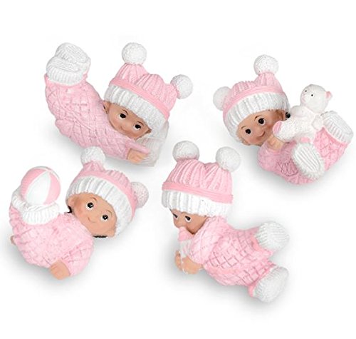 Playful Baby Girl Resin Cake Decoration. 7 x 4cm. Set of 4 Different Figures