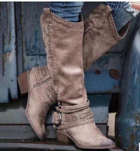 Women's Suede Knight Boots | High Tube Martin Boots | European Fashion | 6 Colours | EU 35–43 | Michan Direct