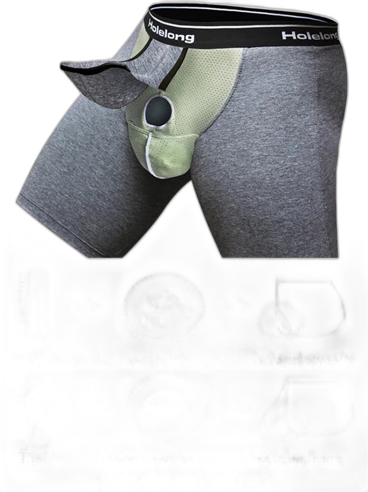 Dual Pouch Men's Long Legs Sports Boxer Briefs