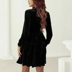 Solid-color High-waist Dress Women's Pleated Skirt