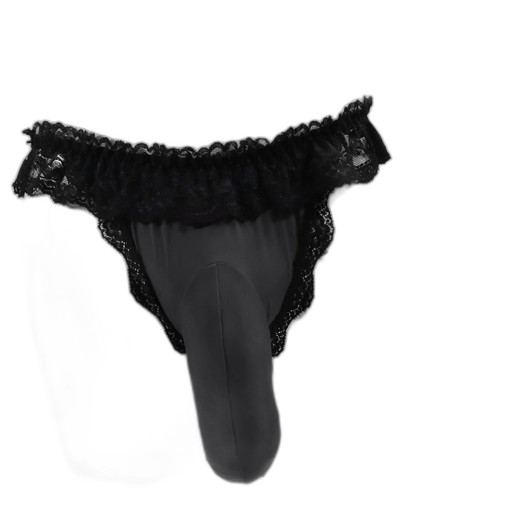 Frilly Lace Sissy Thong With Bulge Lift
