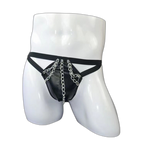 Chain Detail Leather Thong