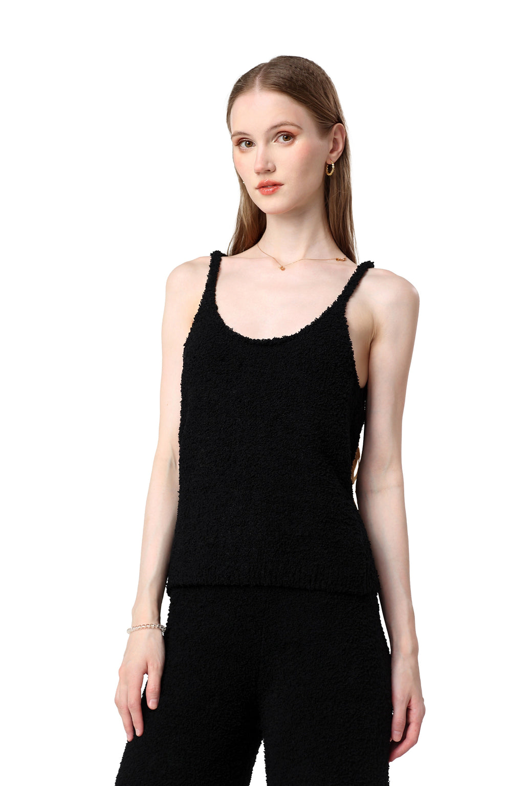 Women's Plush Two-piece Jumpsuit, Short-sleeved Bandeau Top, Wide-leg Pants, Eye-catching Outfit