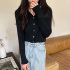 Gentle Long-sleeved Knitted Cardigan Bottoming Top