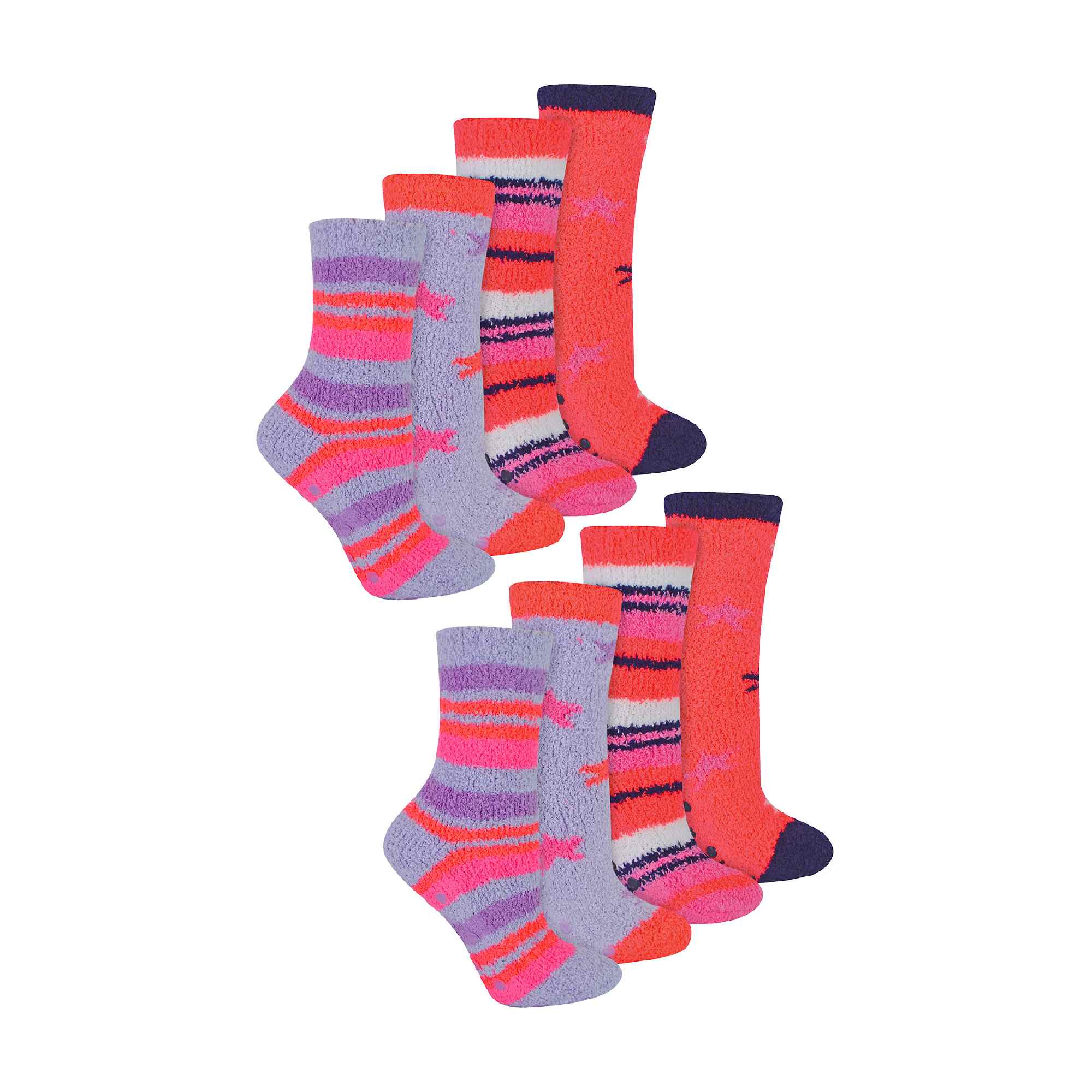8 Pack Girls Soft Fluffy Slipper Bed Socks (4 Sizes)