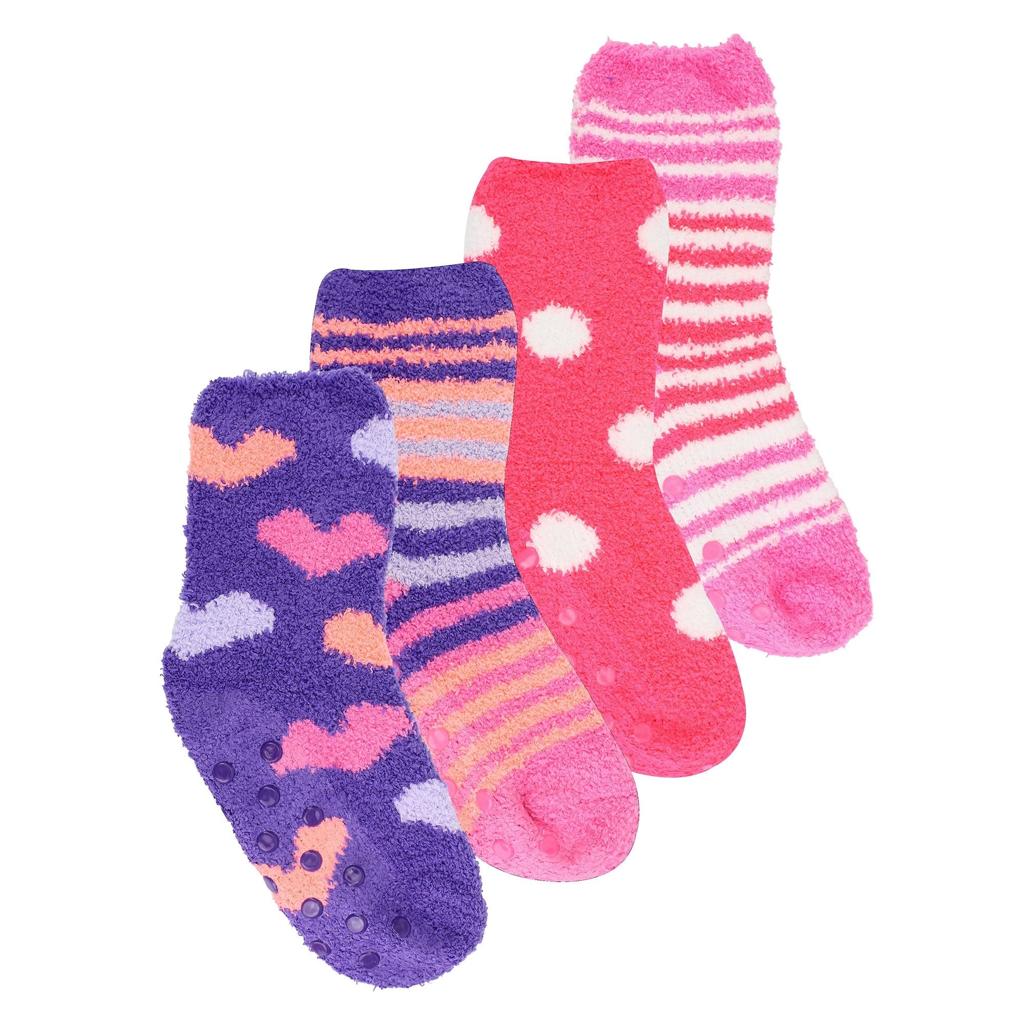 4 Pairs of Girls Cosy Soft Slipper Socks