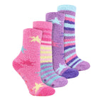 4 Pairs of Girls Cosy Soft Slipper Socks