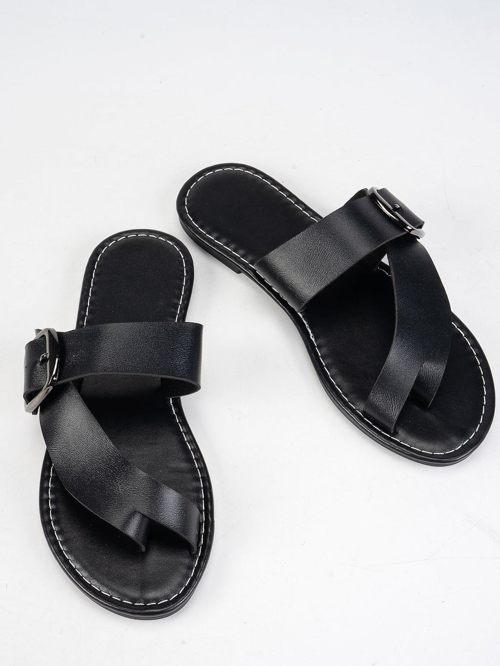 Summer Buckle Toe Clip Sandals Fashion Flat Beach Shoes Casual Comfortable Slides Slippers