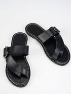 Summer Buckle Toe Clip Sandals Fashion Flat Beach Shoes Casual Comfortable Slides Slippers