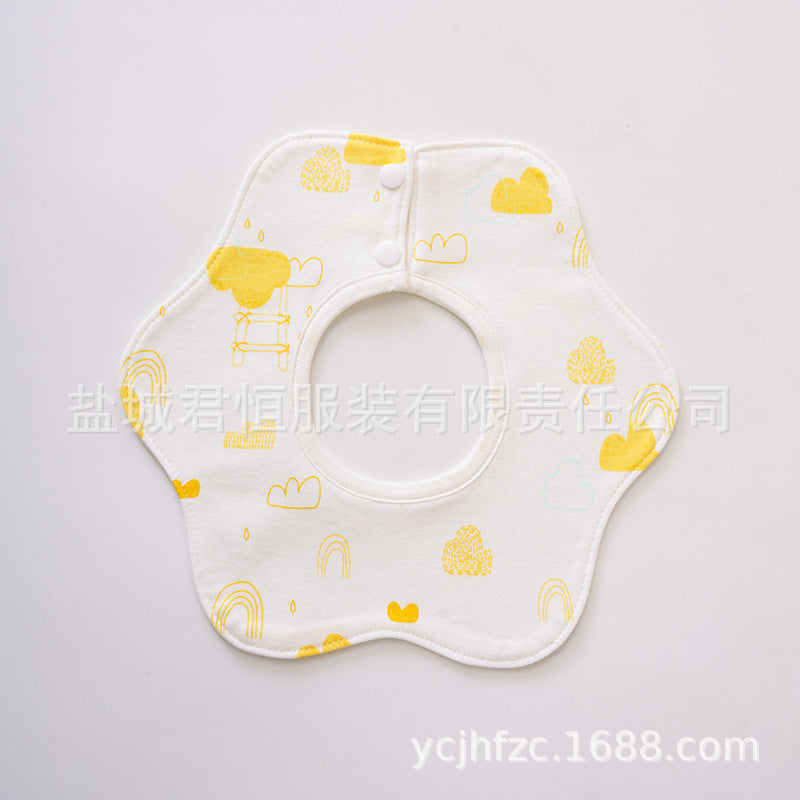 Pure Cotton 360° Rotatable Baby Bib - Petal-Shaped Drool Bib