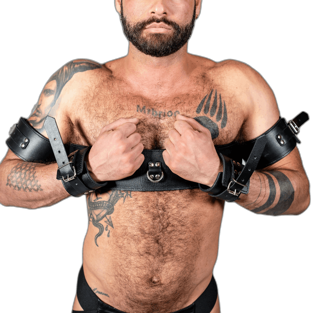 ruff GEAR Leather BOUND Arm Wrist Chest Restraint