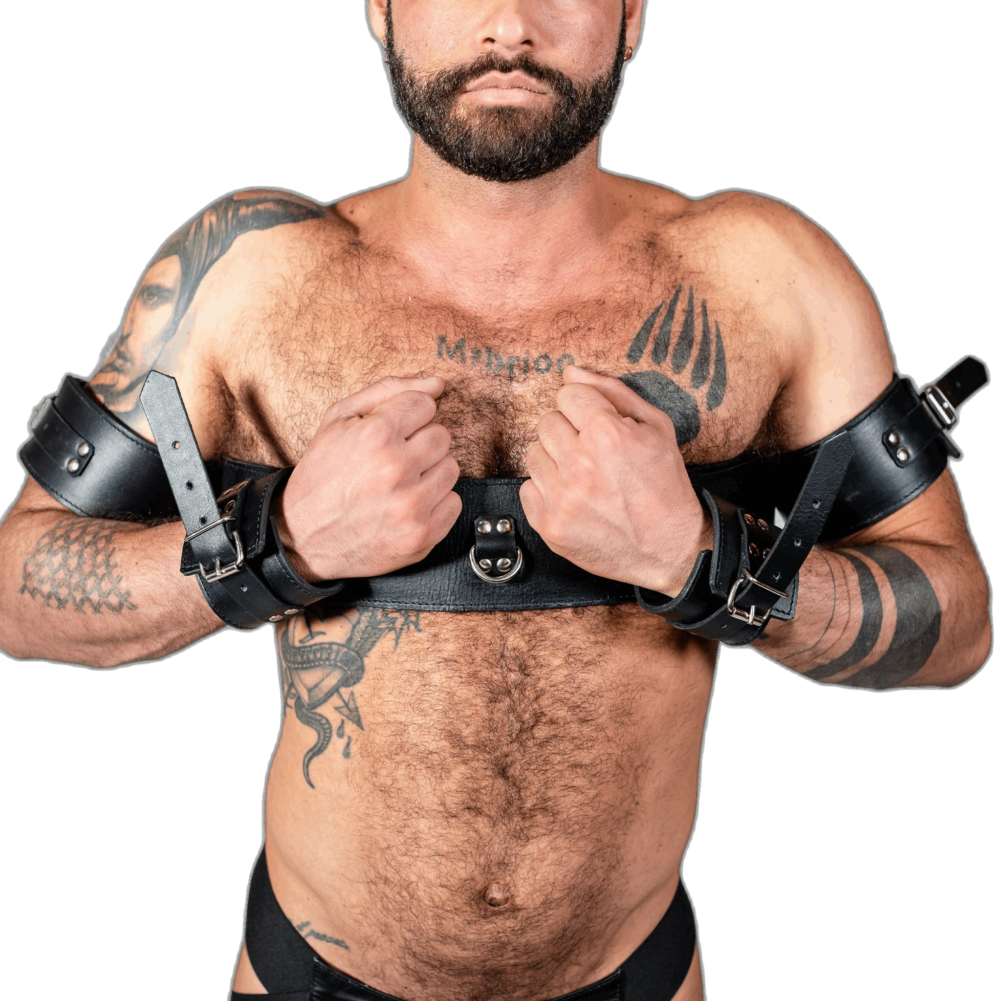 ruff GEAR Leather BOUND Arm Wrist Chest Restraint