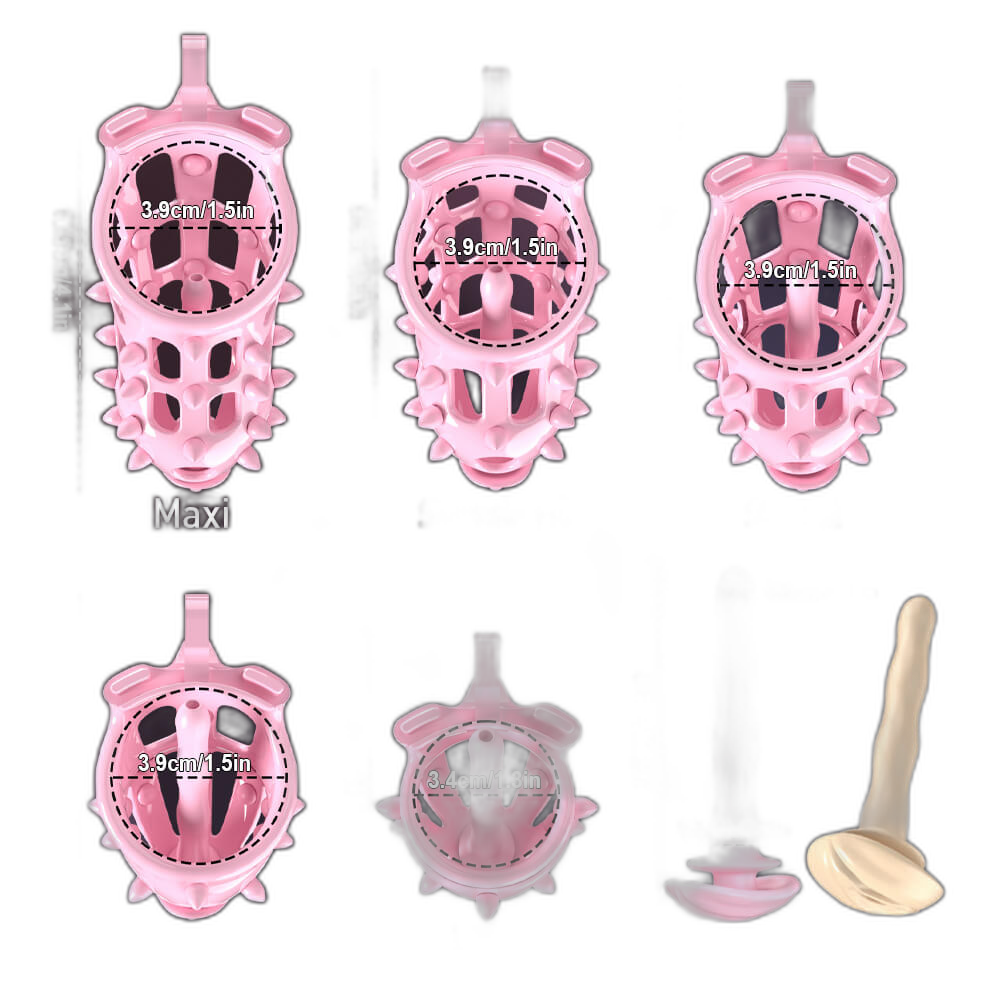 Gorse - Spiked Chastity Cage With Belt and Catheter