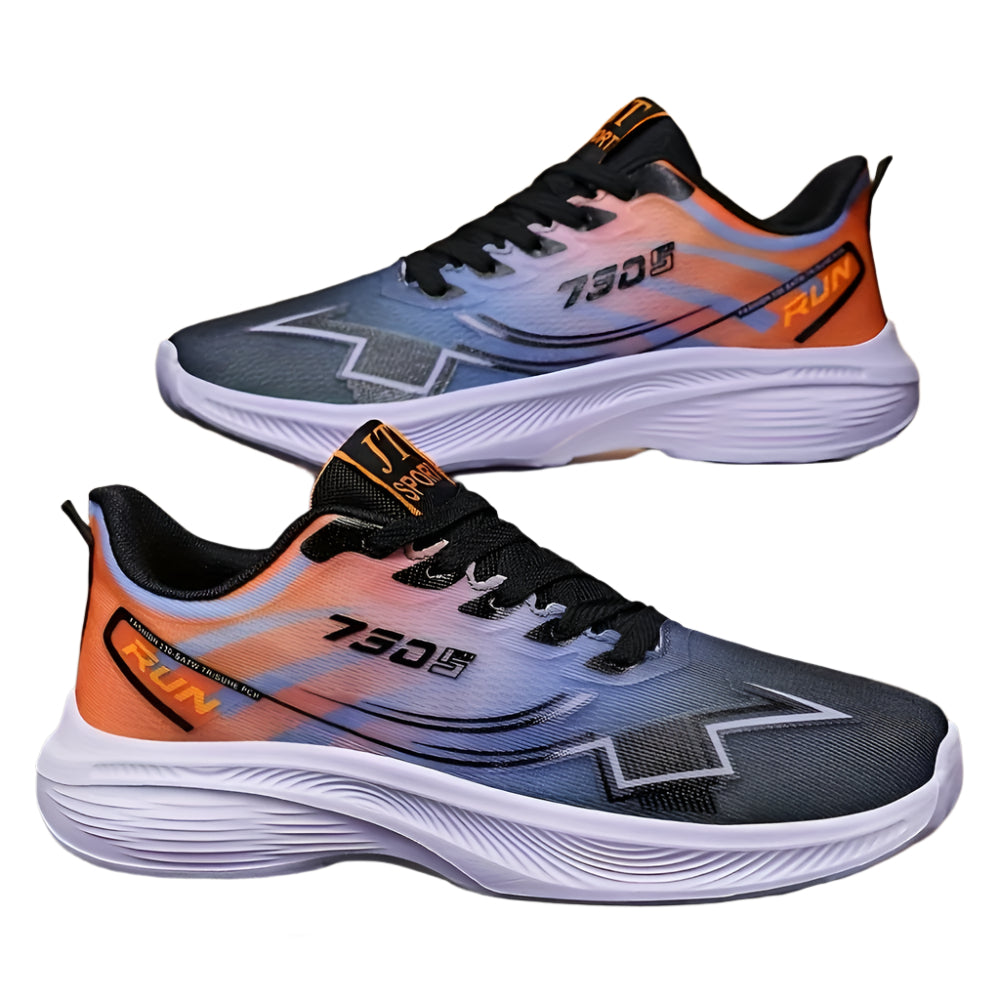 Men's Breathable Geometric Sports Shoes, Low Top Lace-up Hiking & Outdoor Sneakers