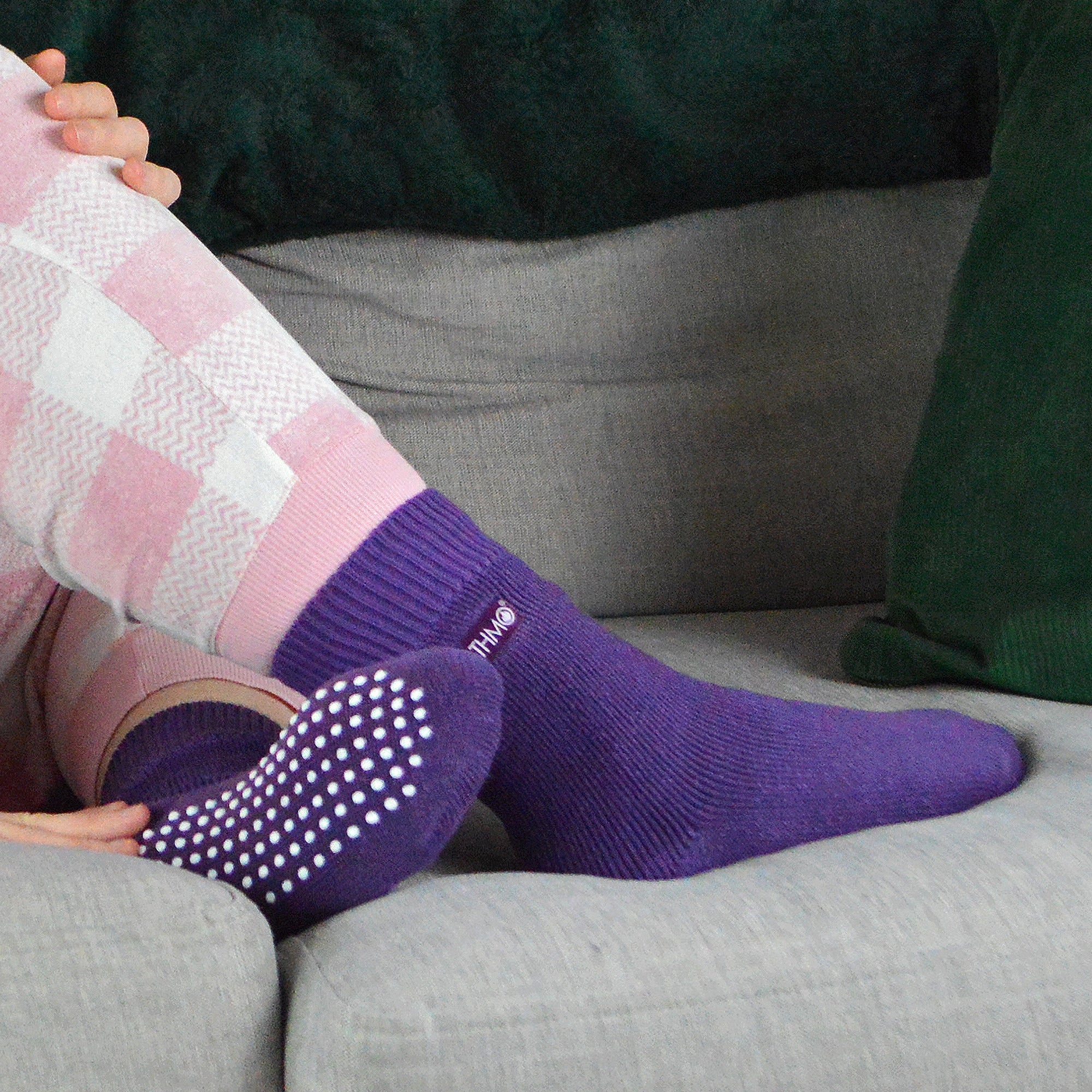 3 Pack Ladies Cosy Non Slip Thermal Slipper Socks with Grippers