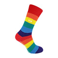 1 Pack Rainbow Striped Thermal Non Slip Slipper Socks for Winter