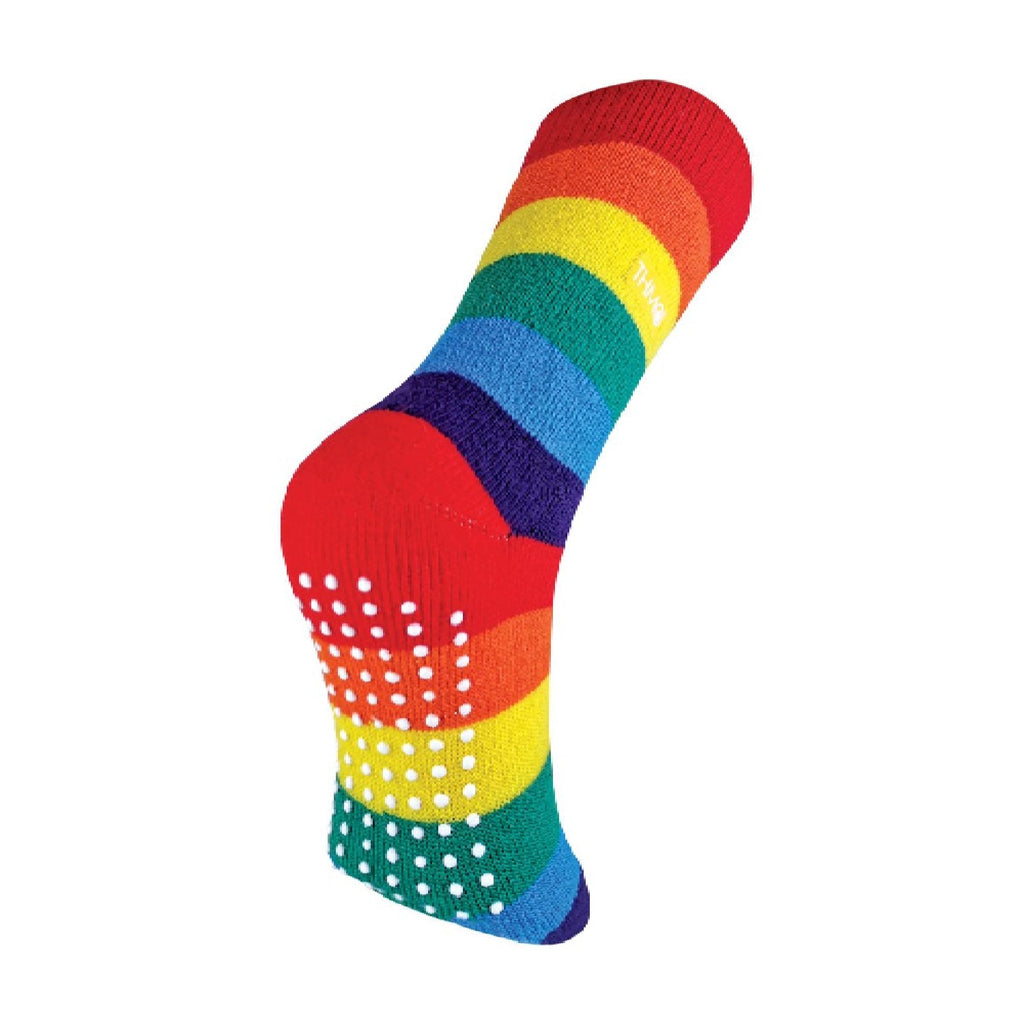 1 Pack Rainbow Striped Thermal Non Slip Slipper Socks for Winter