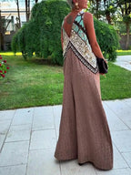 Ethnic Print Paneled Sleeveless Wide-Leg Jumpsuit