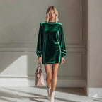 Light Luxury Solid Color Round Neck High-end Sense Short Dress