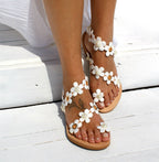 Plus Size Roman Flat Floral Pullover Slippers