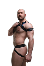 ruff GEAR Double Tone Leather Bulldog Harness Blue Black