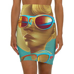 Retro Cool Blue - Womens Pencil Skirt