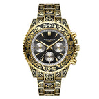 Vintage Engraving Quartz Multi-function Men's Watch