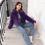 Faux Fox-fur Patchwork Thickened Warm Fur Coat
